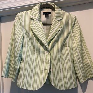 Donna Ricco lime  Striped Blazer and cropped pants